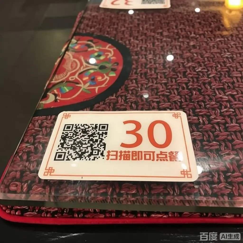 中小飲食店のテーブルに置かれたQRメニューをスマホで読み取る様子
