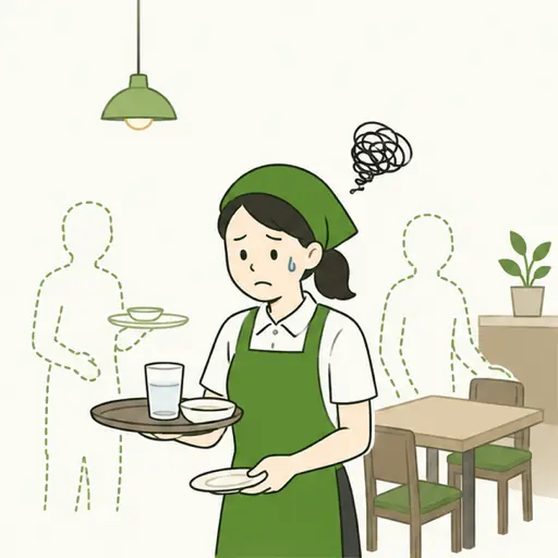 少人数で営業する飲食店のスタッフとスマホ注文のイメージ